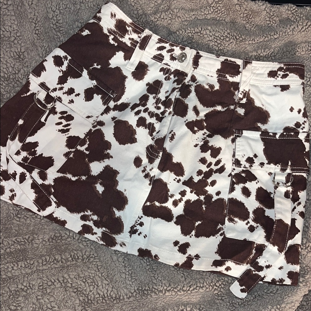 Lone Star Cow Print Mini Skirt
